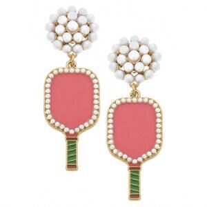 NEW CANVAS STYLE women's ellie pickleball pearl cluster drop earrings in pink